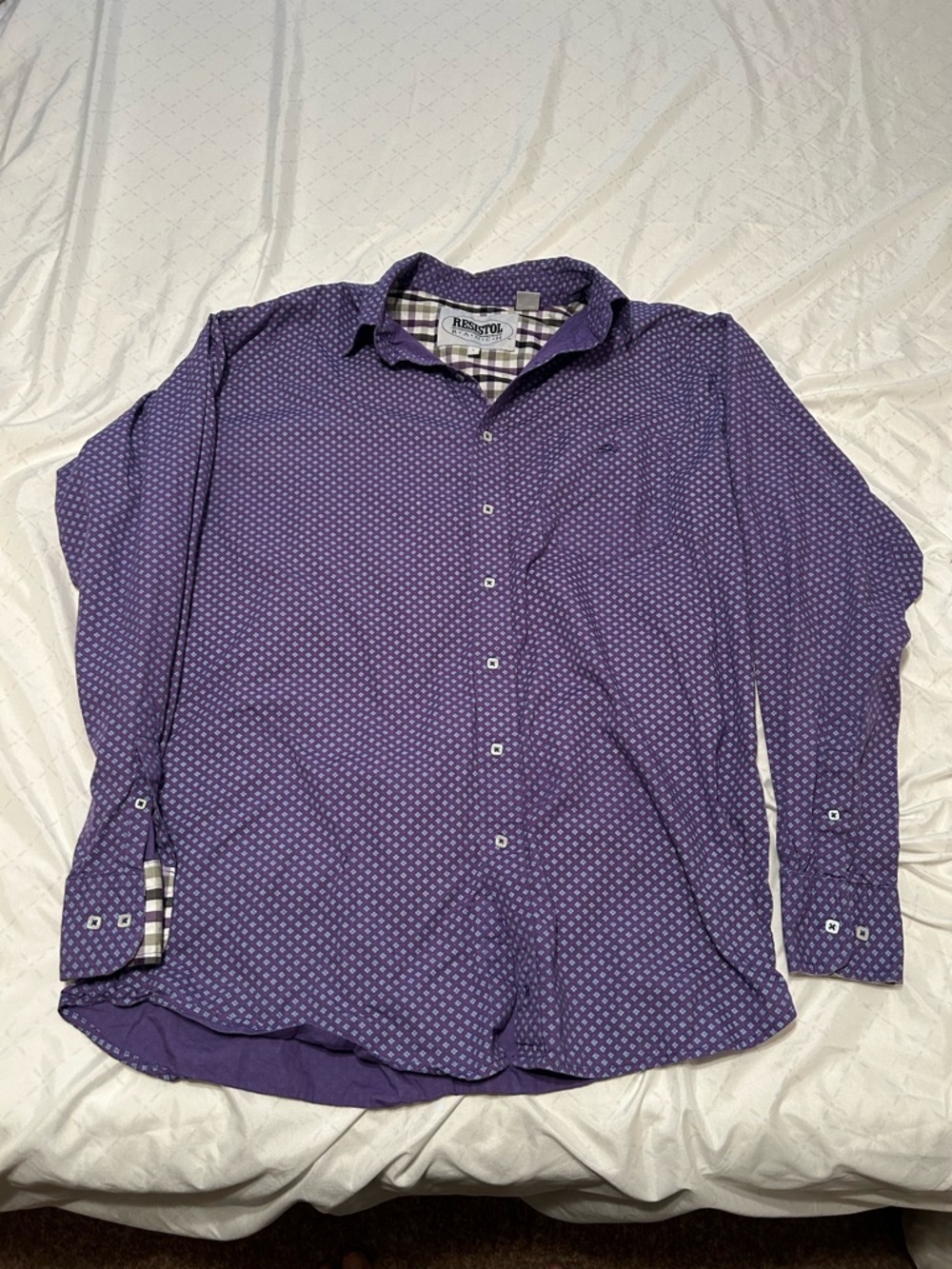 Purple Printed Long-Sleeve Button-Up Shirt